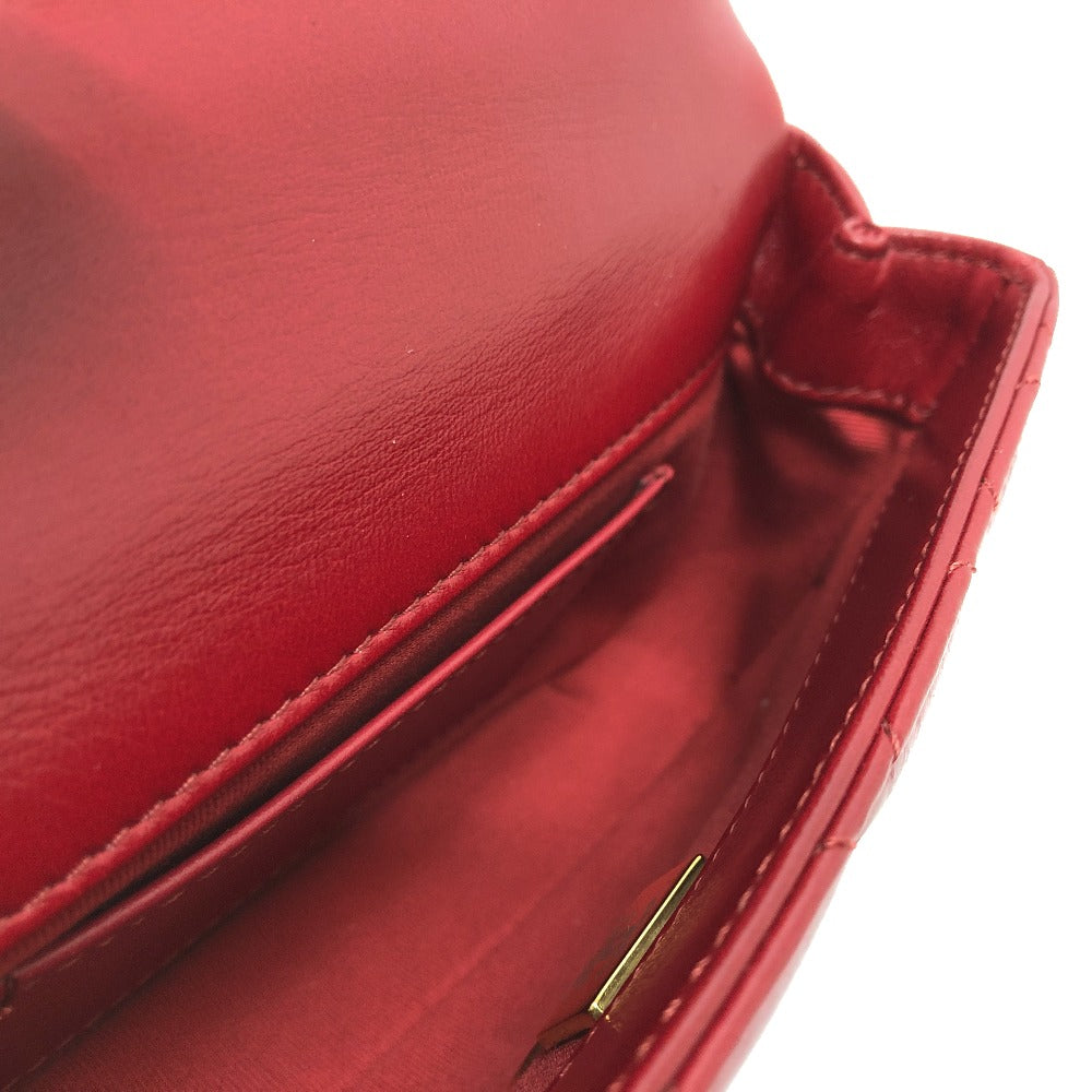 CHANEL Shoulder Bag lambskin Red COCO Mark Matrasse