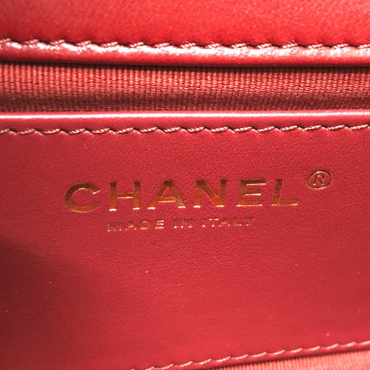 CHANEL Shoulder Bag lambskin Red COCO Mark Matrasse