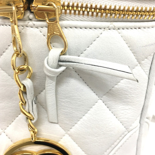 CHANEL Shoulder Bag lambskin white CC COCO Mark Matrasse Women Used Authentic