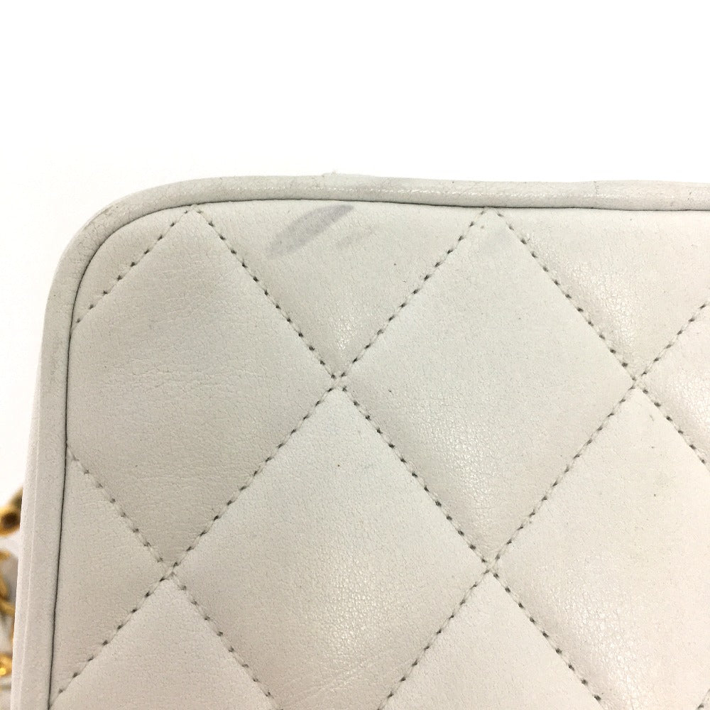 CHANEL Shoulder Bag lambskin white CC COCO Mark Matrasse Women Used Authentic