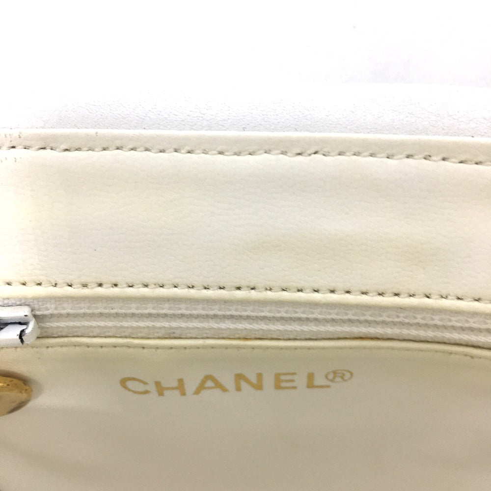 CHANEL Shoulder Bag lambskin white CC COCO Mark Matrasse Women Used Authentic