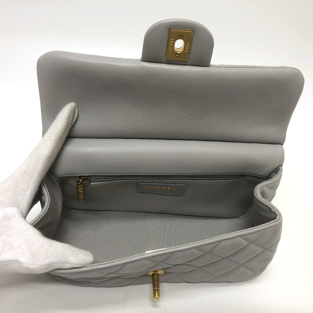 CHANEL Shoulder Bag lambskin gray Handbag Matrasse