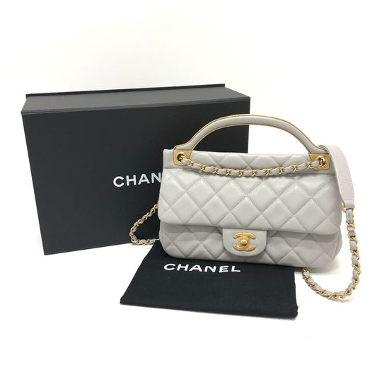 CHANEL Shoulder Bag lambskin gray Handbag Matrasse