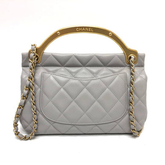CHANEL Shoulder Bag lambskin gray Handbag Matrasse