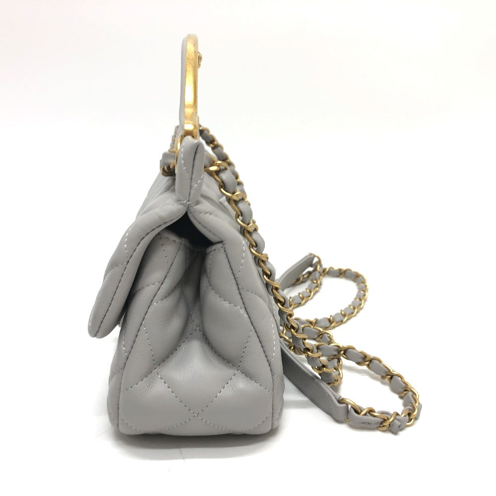 CHANEL Shoulder Bag lambskin gray Handbag Matrasse