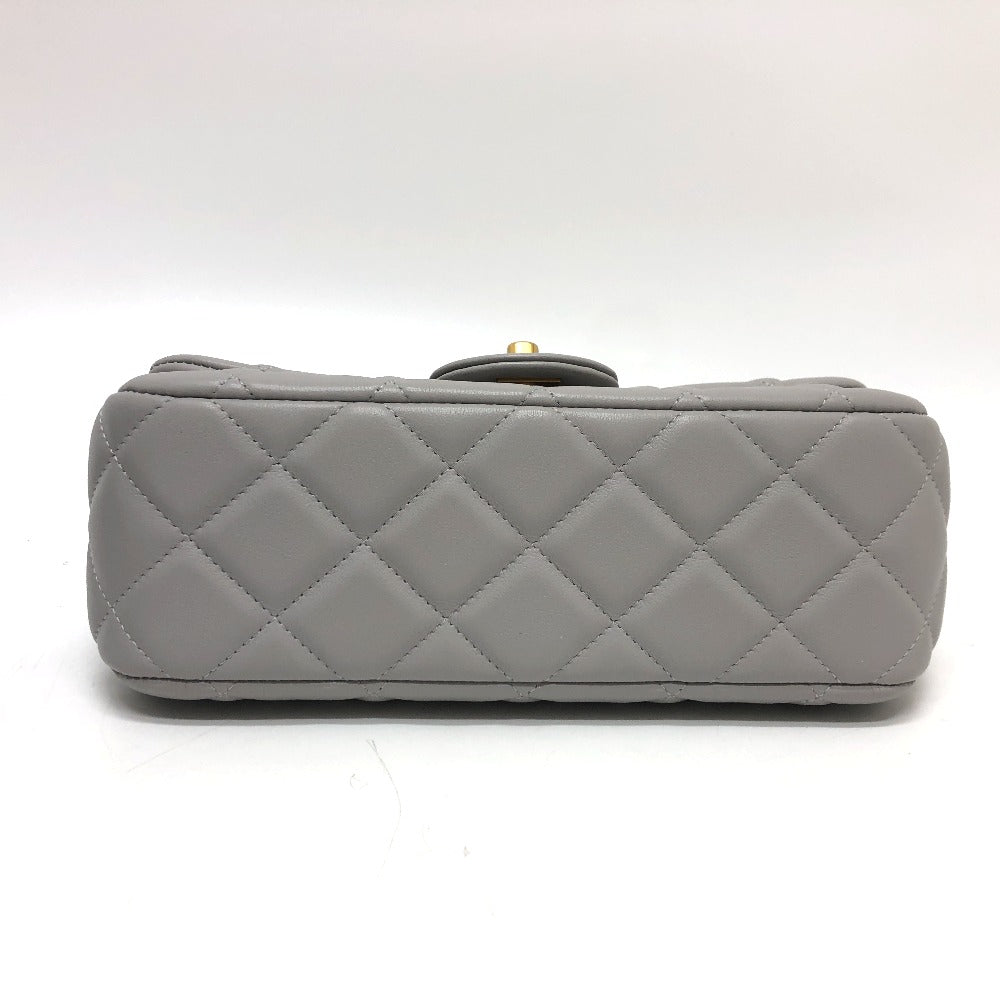 CHANEL Shoulder Bag lambskin gray Handbag Matrasse