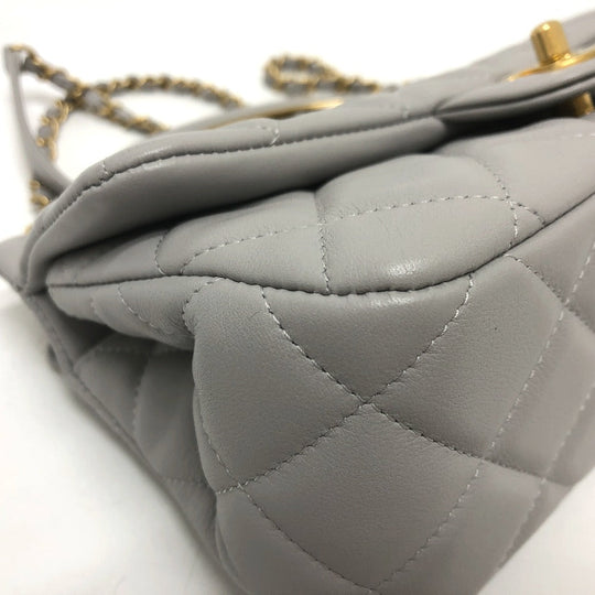 CHANEL Shoulder Bag lambskin gray Handbag Matrasse