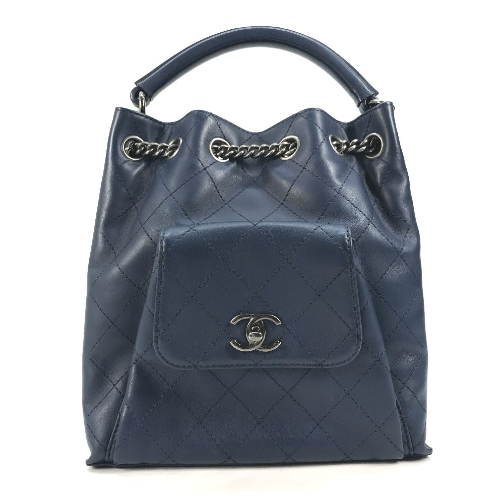 CHANEL Shoulder Bag leather blue Shoulder Matelasse CC COCO Mark Chain Women Used Authentic