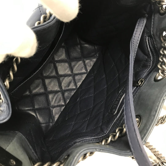 CHANEL Shoulder Bag leather blue Shoulder Matelasse CC COCO Mark Chain Women Used Authentic