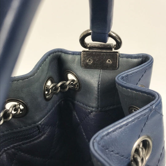 CHANEL Shoulder Bag leather blue Shoulder Matelasse CC COCO Mark Chain Women Used Authentic