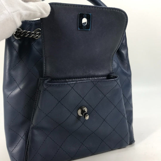 CHANEL Shoulder Bag leather blue Shoulder Matelasse CC COCO Mark Chain Women Used Authentic