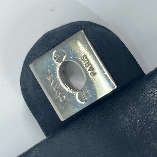 CHANEL Shoulder Bag Satin black bag pochette Lipstick Mirror CC COCO Mark Women Used Authentic