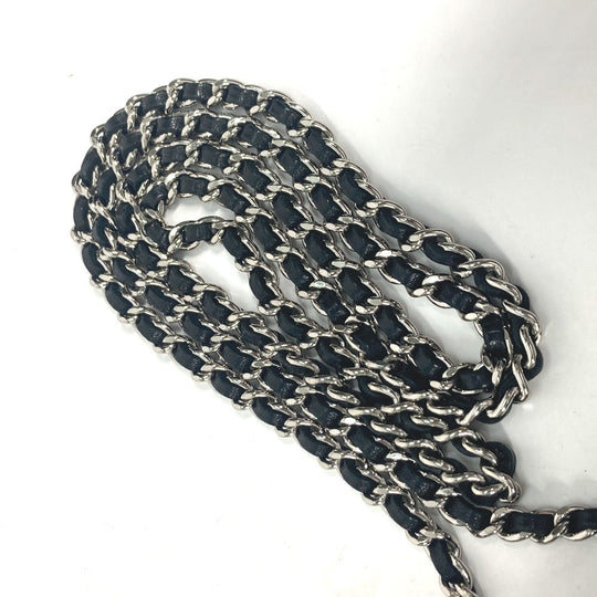 CHANEL Shoulder Bag Satin black bag pochette Lipstick Mirror CC COCO Mark Women Used Authentic