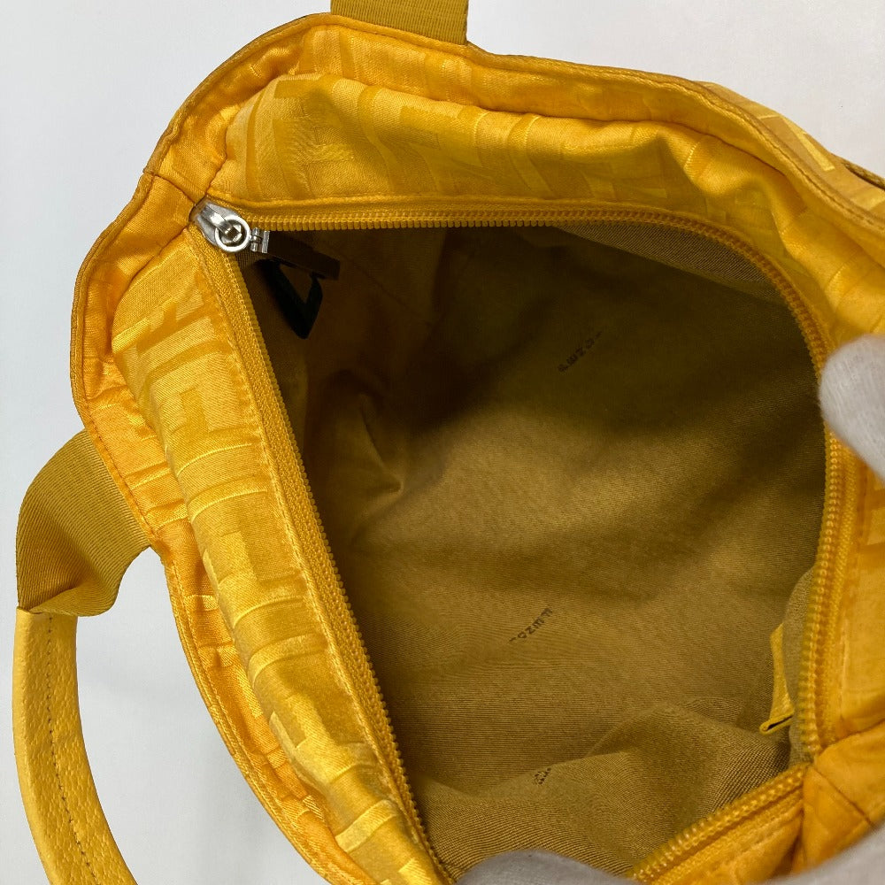 FENDI Handbag 8BH142 Nylon yellow FF Zucca Women Used Authentic