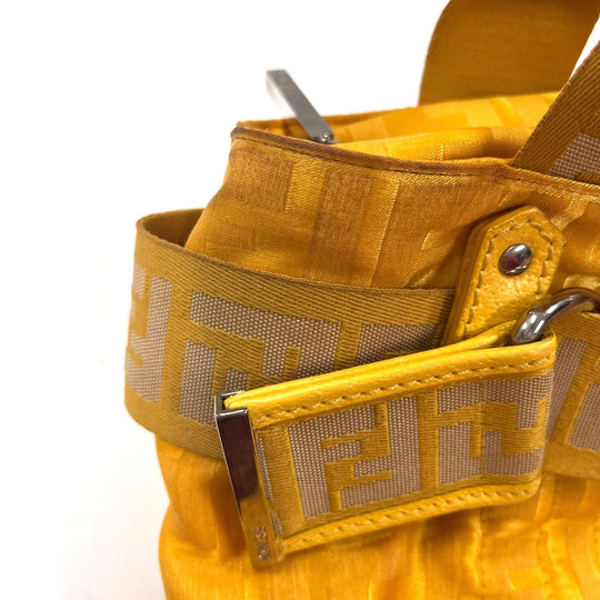 FENDI Handbag 8BH142 Nylon yellow FF Zucca Women Used Authentic