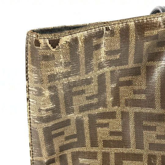 FENDI Tote Bag 8BH348 PVC, Leather Brown Zucca mens Used Authentic