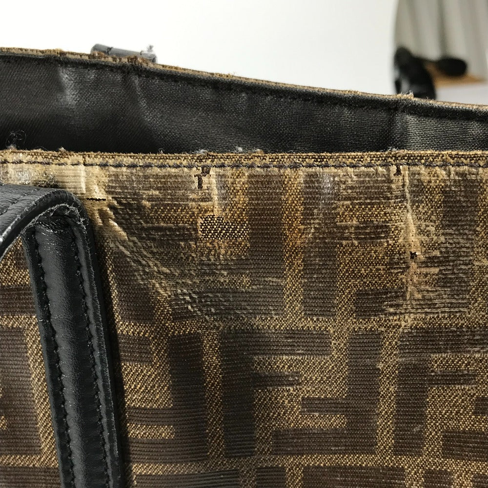 FENDI Tote Bag 8BH348 PVC, Leather Brown Zucca mens Used Authentic
