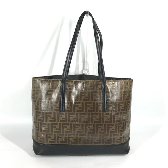 FENDI Tote Bag 8BH348 PVC, Leather Brown Zucca mens Used Authentic