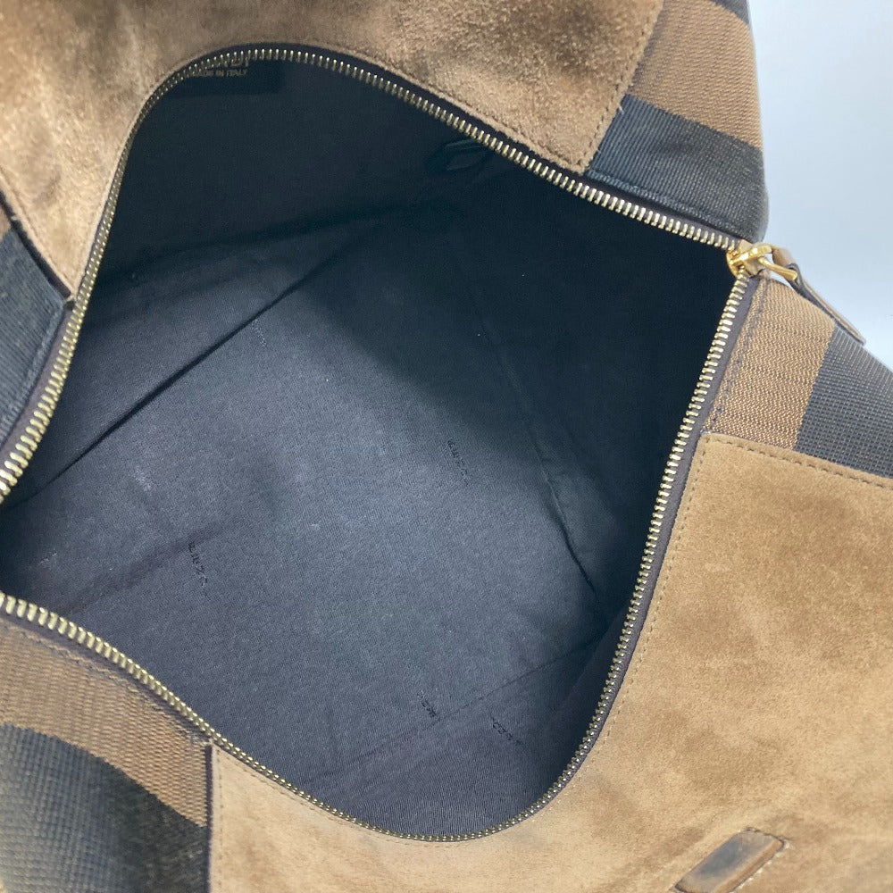 FENDI Handbag 8BN251 Leather/Canvas, Suede Brown Pecan Women Used Authentic