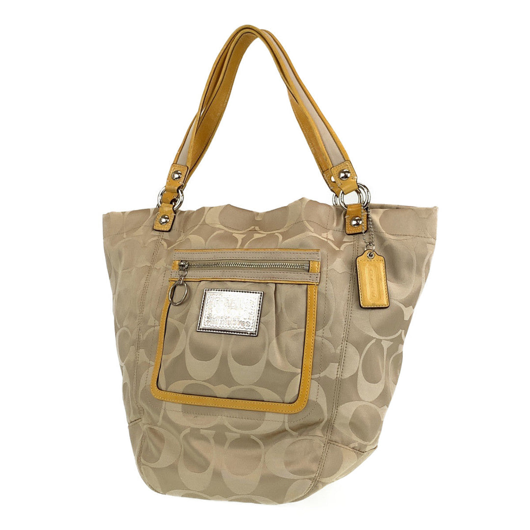 COACH Tote Bag leather beige Signature