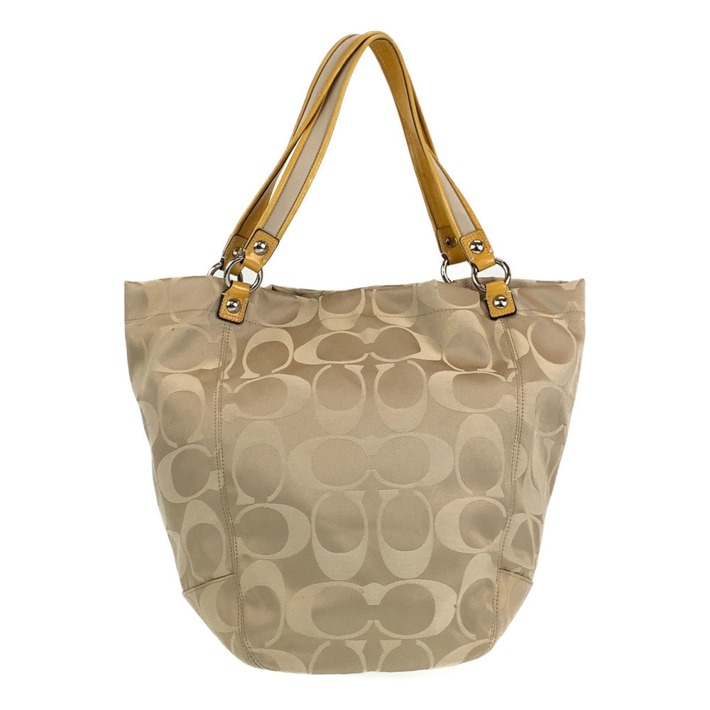 COACH Tote Bag leather beige Signature
