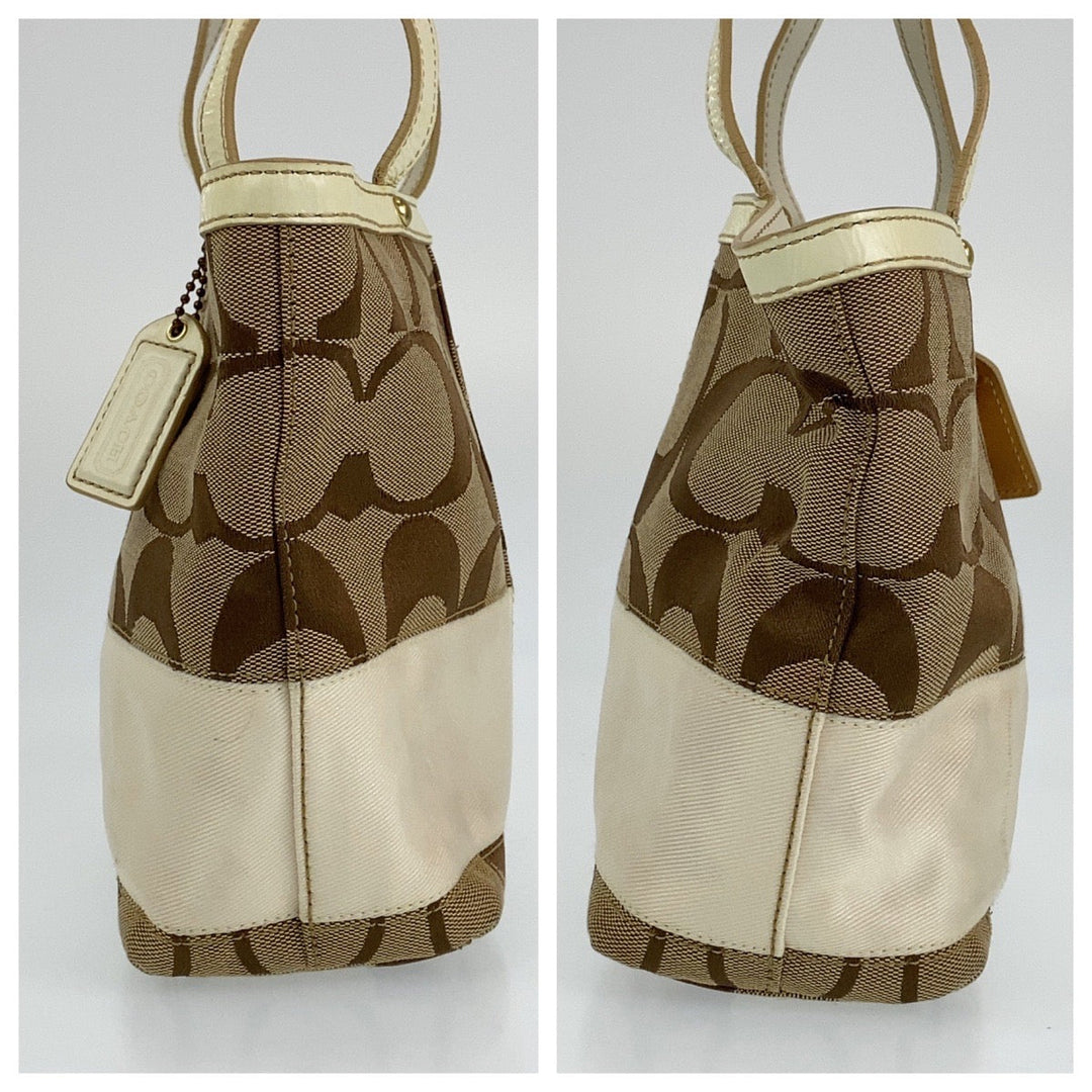 COACH Tote Bag B0767-10123 leather beige Signature