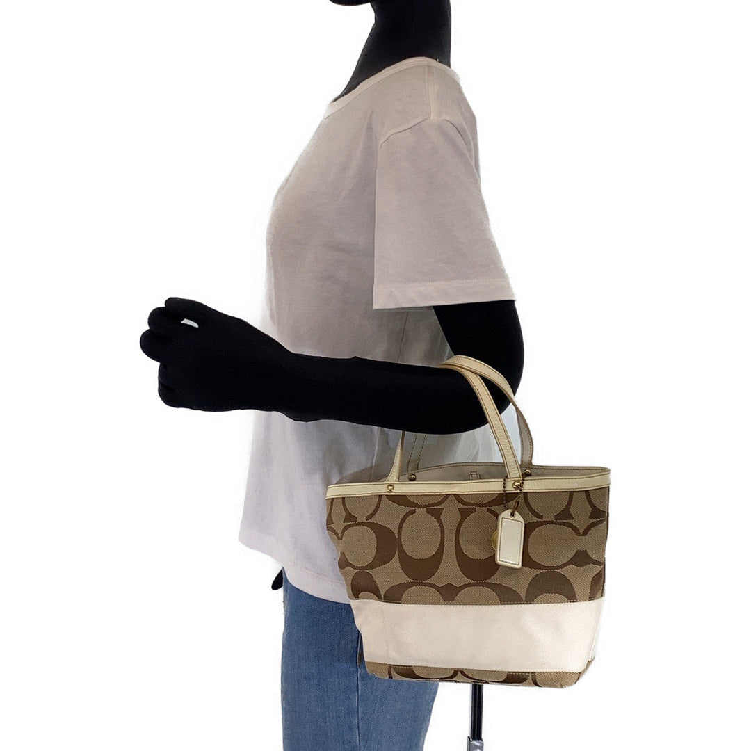 COACH Tote Bag B0767-10123 leather beige Signature