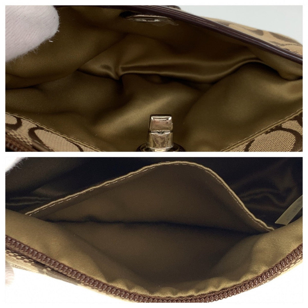 COACH Clutch bag canvas beige Signature