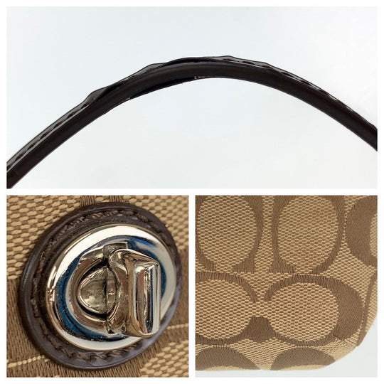 COACH Clutch bag canvas beige Signature