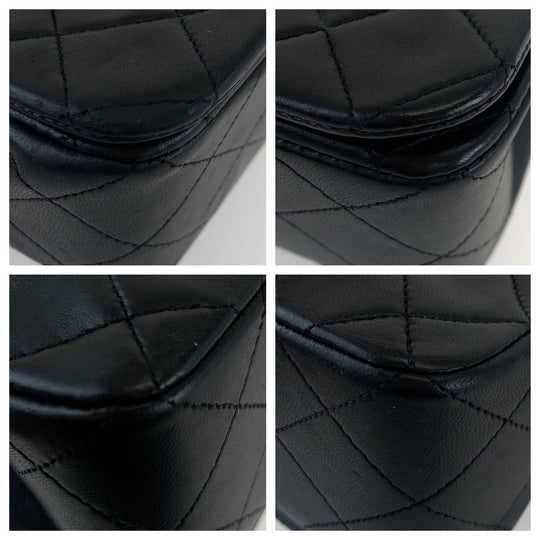 CHANEL Shoulder Bag lambskin Black GoldMetal Crossbody ChainShoulder Bag Pochette Matrasse COCO Mark Turnlock Single Flap Women Used Authentic