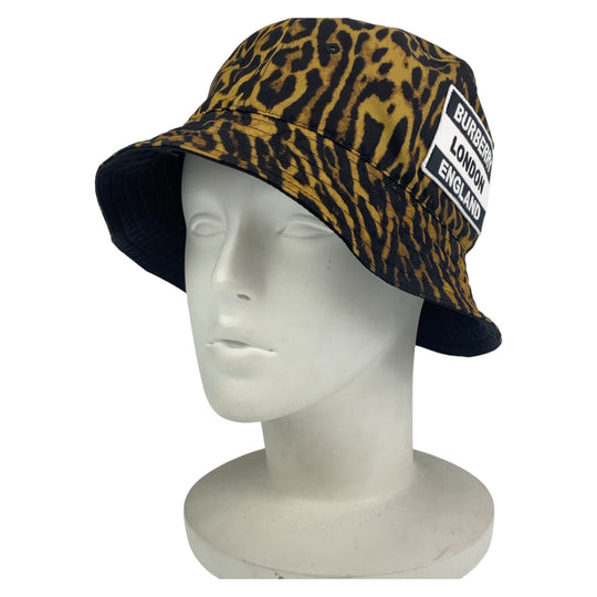 BURBERRY hat polyamide Brown black Bucket hat, hat, bucket hat Leopard Pattern Leopard Pattern mens Used Authentic
