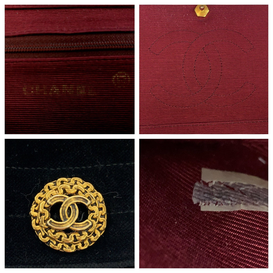 CHANEL Shoulder Bag Velor Black GoldMetal ChainShoulder Bag Pochette Border stitch Half Moon COCO Mark Women Used Authentic