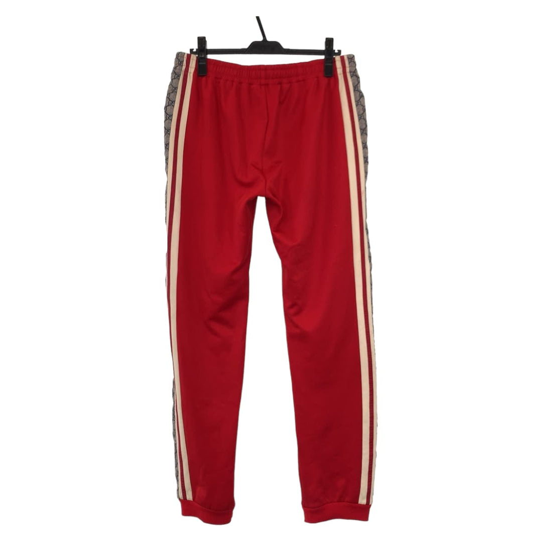 GUCCI Pants 545603 XJAC0 Polyester, Cotton Red red Track pants jersey Technical jersey Side line GG pattern mens L Used Authentic