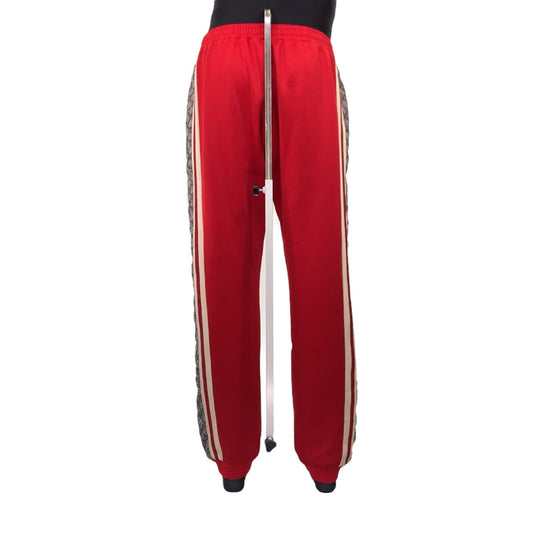 GUCCI Pants 545603 XJAC0 Polyester, Cotton Red red Track pants jersey Technical jersey Side line GG pattern mens L Used Authentic