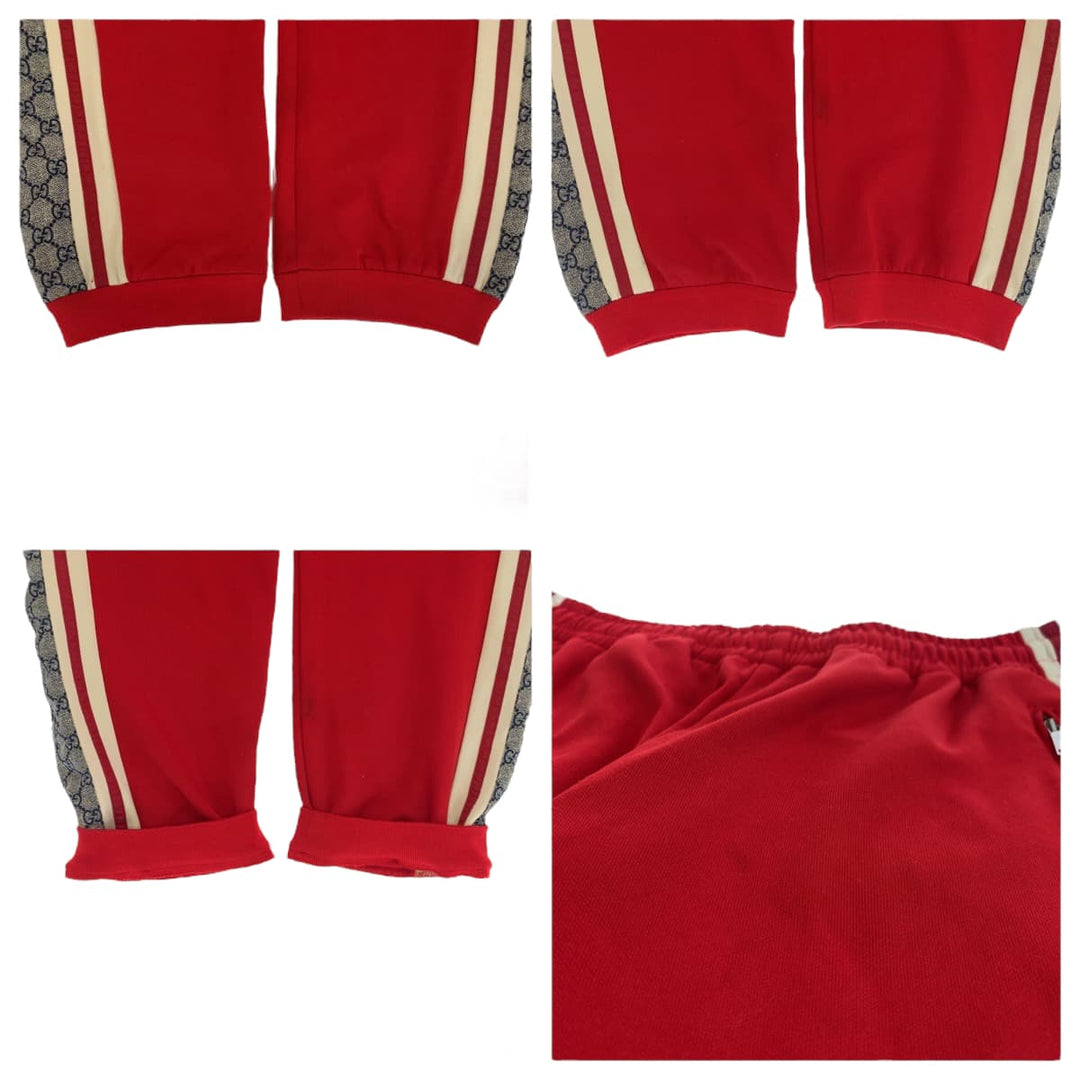 GUCCI Pants 545603 XJAC0 Polyester, Cotton Red red Track pants jersey Technical jersey Side line GG pattern mens L Used Authentic