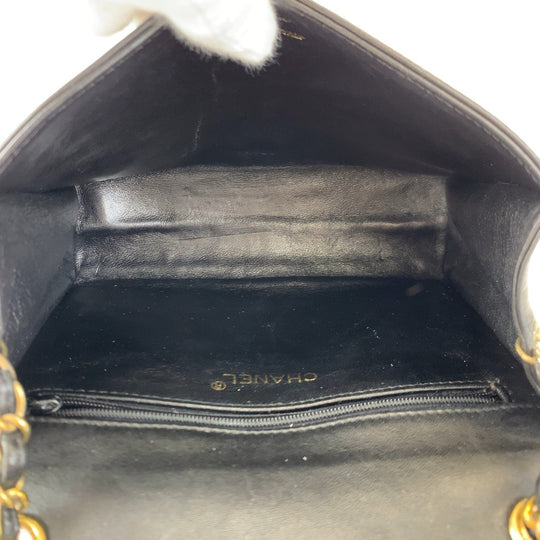 CHANEL Shoulder Bag lambskin Black GoldMetal Crossbody ChainShoulder Bag Pochette Matrasse single flap COCO Mark Women Used Authentic