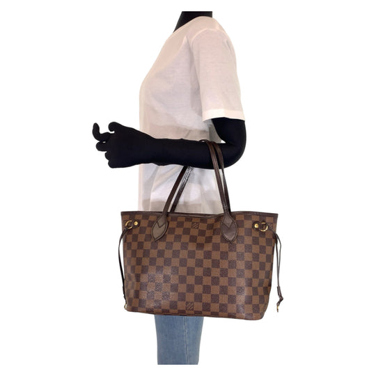 LOUIS VUITTON Tote Bag N41359 PVC Brown Gold Metal Shoulder Bag Tote Bag Damier Never full PM Women Used Authentic