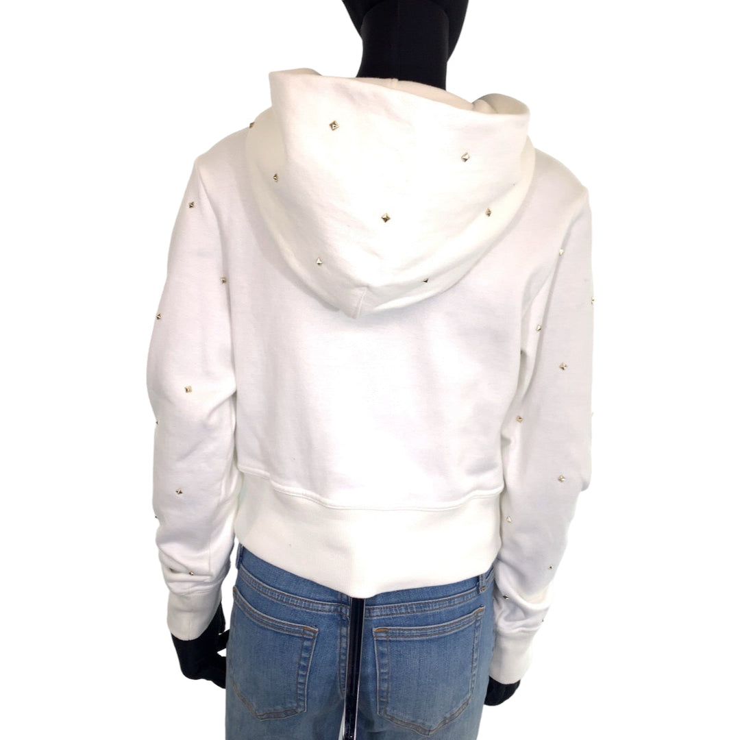VALENTINO Hoodie 1B3MF18L7D8 cotton white white gold studs Hoodie Rock studs Women S Used Authentic