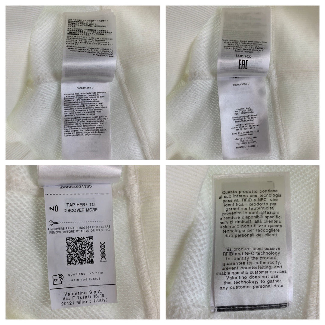 VALENTINO Hoodie 1B3MF18L7D8 cotton white white gold studs Hoodie Rock studs Women S Used Authentic