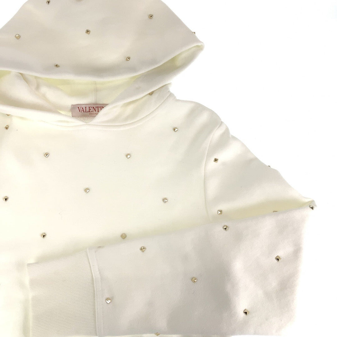 VALENTINO Hoodie 1B3MF18L7D8 cotton white white gold studs Hoodie Rock studs Women S Used Authentic