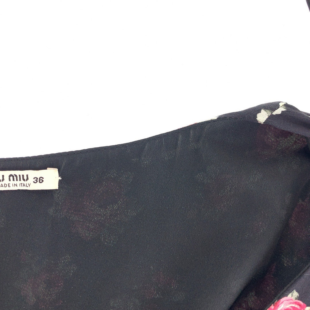 MIUMIU one piece Cotton, Denim Black black Dresses Dresses Denim Dresses Floral rhinestones Women 36 Used Authentic