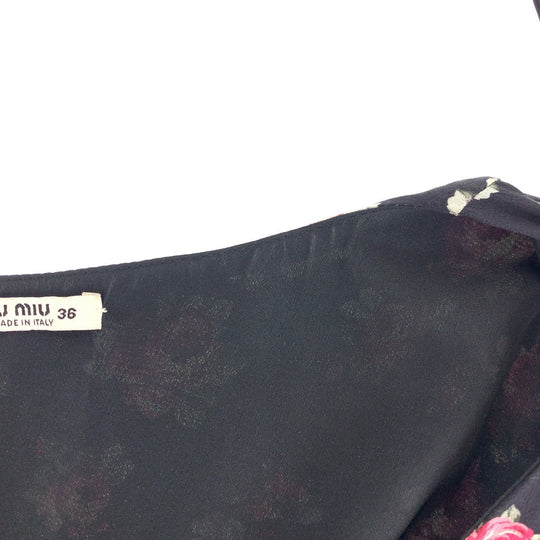 MIUMIU one piece Cotton, Denim Black black Dresses Dresses Denim Dresses Floral rhinestones Women 36 Used Authentic