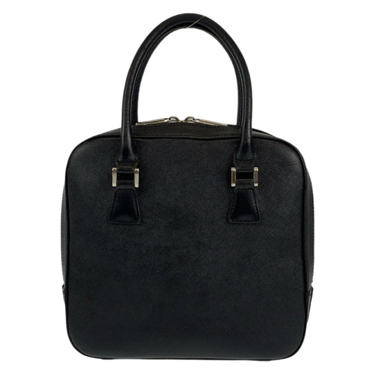 BURBERRY Handbag leather Black SilverMetal Handbag Tote Bag Medium Check Pattern Women Used Authentic