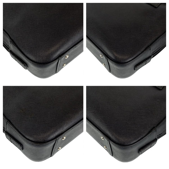 BURBERRY Handbag leather Black SilverMetal Handbag Tote Bag Medium Check Pattern Women Used Authentic