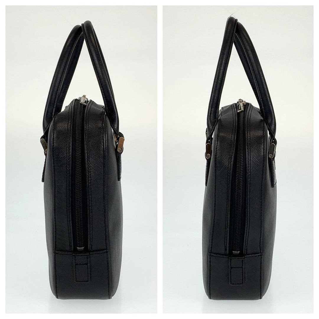 BURBERRY Handbag leather Black SilverMetal Handbag Tote Bag Medium Check Pattern Women Used Authentic