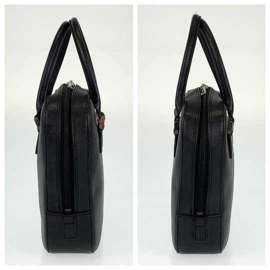 BURBERRY Handbag leather Black SilverMetal Handbag Tote Bag Medium Check Pattern Women Used Authentic