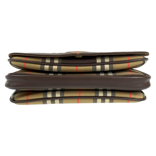 BURBERRY Shoulder Bag Canvas, Leather Brown beige Crossbody Shoulder Bag Pochette Check Pattern Women Used Authentic