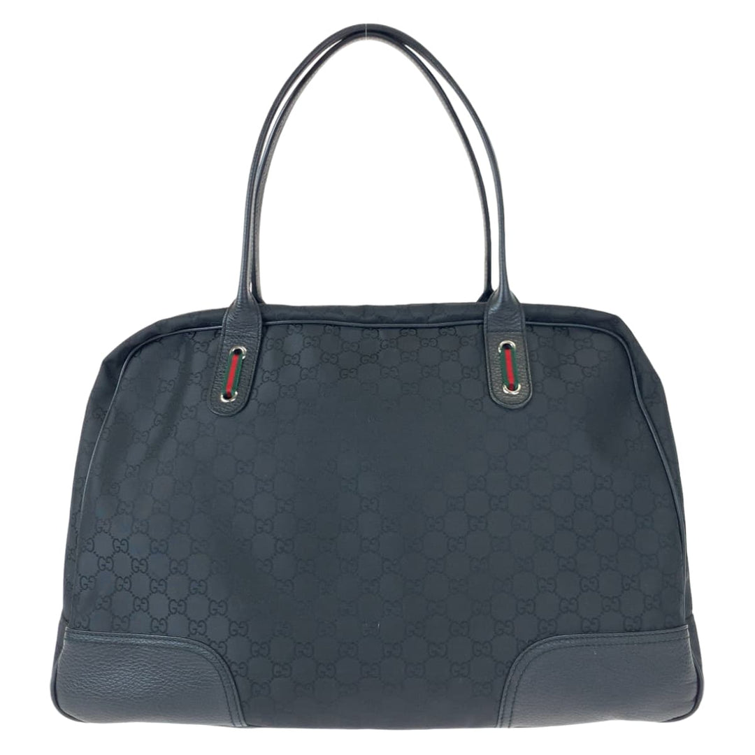 GUCCI Shoulder Bag 293595 Nylon Black black Shoulder Bag Tote Bag Boston Duffel bag Unisex Sherry line GG canvas Women Used Authentic