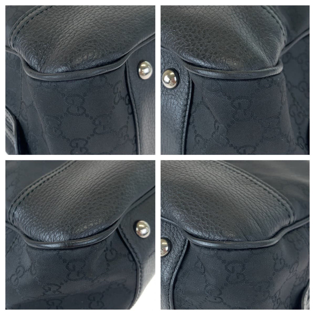GUCCI Shoulder Bag 293595 Nylon Black black Shoulder Bag Tote Bag Boston Duffel bag Unisex Sherry line GG canvas Women Used Authentic