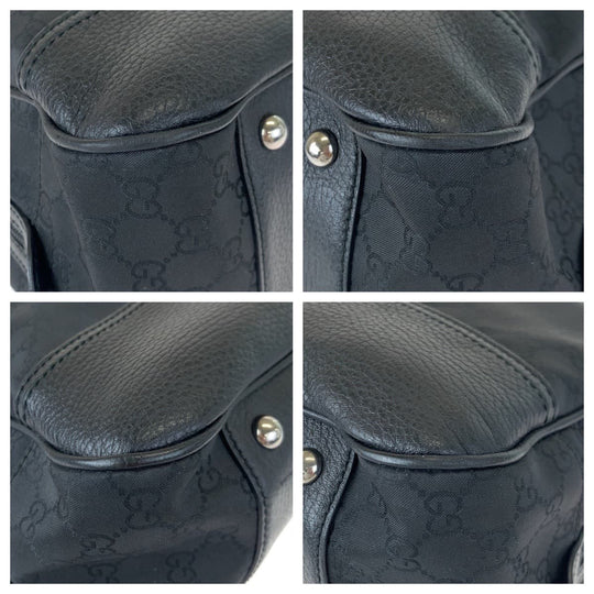 GUCCI Shoulder Bag 293595 Nylon Black black Shoulder Bag Tote Bag Boston Duffel bag Unisex Sherry line GG canvas Women Used Authentic